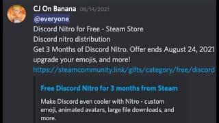 Discord has a  new "Nitro for 3 months on Steam" scam...