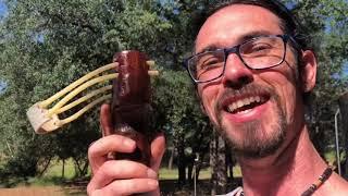 Handmade Slingshot vs rubber dummy