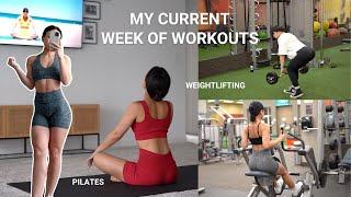 FULL WEEK OF WORKOUTS | a perfect mix of pilates, weightlifting & yoga!