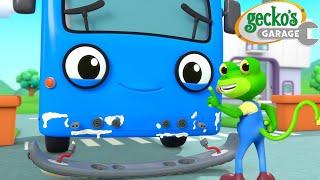 Barry The Bus Breaks His Bumper! | Max the Monster Truck | Truck and Bus Cartoon | Gecko's Garage