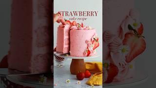 My favorite strawberry layer cake recipe  find it at sugarandsparrow.com #cake #strawberrycake