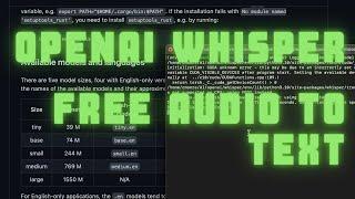 OpenAI Whisper - Free Audio to Text AI