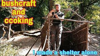 2 day bushcraft Summer camping in forest.survivl cooking.part 1#camp