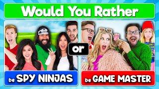 Would You Rather… Rebecca Zamolo VS Spy Ninjas Quiz  Chad Wild Clay Vy Qwaint Regina and Daniel