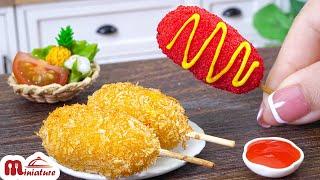 So Cheesy Miniature Korean Mozzarella Corn Dog Recipe | ASMR Cooking Mini Food