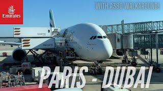 Trip Report | With A380 Exterior Walkaround! | Paris - Dubai | Emirates Economy Class | Airbus A380