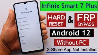 Infinix Smart 7 Plus X6517 Hard Reset & Frp Bypass Without Pc - App Not Installed | Android 12