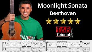 Moonlight Sonata by Beethoven | Fingerstyle Guitar Tutorial + Sheet & Tab