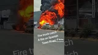 Gas truck catches on fire  via jamaica