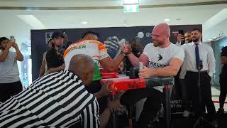 Asker Ali vs Max Polishchuk arm wrestling in Dubai 2024.