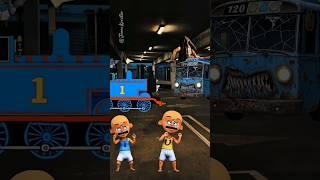 Upin Ipin was blocked by a zombie Tayo bus #thomasandfriends #upinipin #tayo