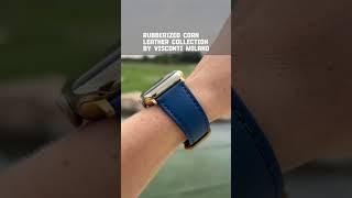 Visconti Milano strap: Opal Blue Rubberized Corn Leather for Apple Watch All Series.