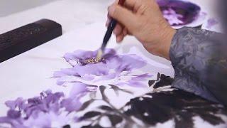 How To Painting Purple Peony in Chinese Watercolor