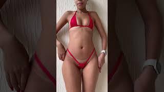 Tiny micro string bikini Try on Haul