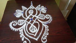 3*1Dot's Rangoli design's Muggulu || Easy Colour Rangoli || Daily Rangoli design's