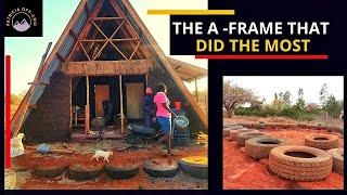 UPDATED! Woman Builds A-Frame House with TYRES, HAY, AND MUD(CUTS BUILDING COSTS BY 67%) /Off-Grid