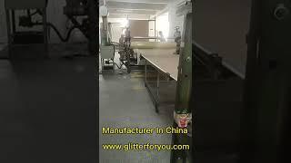 Production process of glitter faux leather in DK Glitter Leather Fabric Co.,Ltd