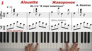 ALOUETTE Жаворонок из передачи В мире Животных Пианино  Рамирес Ramirez Ноты Sheet Music Score Piano