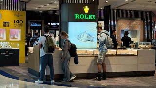 Rolex watch shopping at Dubai Airport 2024 - got my submariner here & level8 suitcase travel vlog