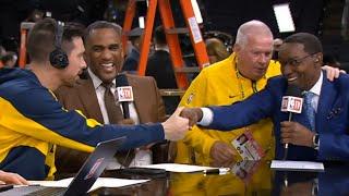 TJ McConnell's Dad hilariously crashes his interview after Game 6 win 
