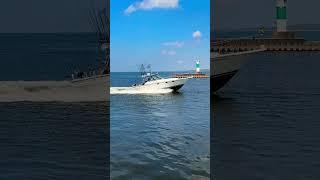 Small Boat Enters Lake Michigan Channel #grandhaven #michigan #2025