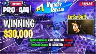 Typical Gamer *KILLS* FaZe Jarvis winning $30000 (Fortnite Pro-Am charity Tournament)