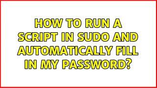 How to run a script in Sudo and automatically fill in my password?