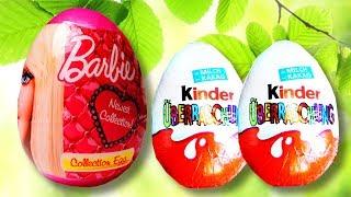 Barbie Surprise Eggs and Kinder Surprise Eggs Toys Unboxing