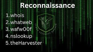 Reconnaissance Part 1 - Whois, dig, whatweb, wafwoof ,nslookup , theHarvester