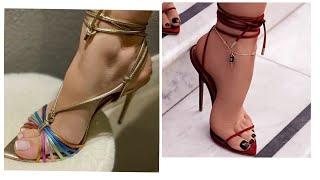 Fabulous collection of tie leg lace up high heel sandals for girls. #2023 #laceuphighheel