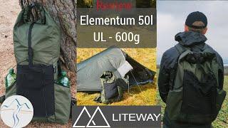 Liteway Elementum 50l Backpack 600g - Review and Testing| Der beste super UL frameless Backpack?