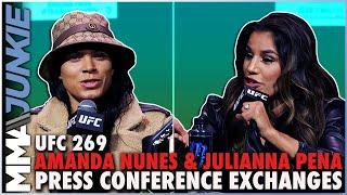 Amanda Nunes and Julianna Pena share heated exchanges at UFC 269 press conference