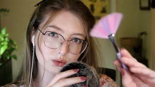 ASMR Gently Brushing Your Face + Fluffy Mic Sounds + Mouth Sounds 1HR (No Talking)