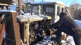 Запуск Т-74 / ночью был мороз -31 / трактор примерз не сдвинулся с места / нужны решения