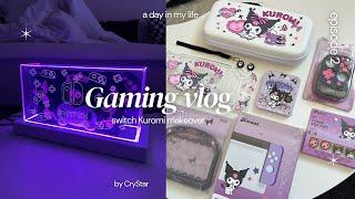 vlog|Nintendo Switch OLED unboxing, aesthetic customize with Kuromi theme