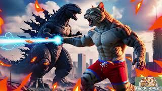 Cat feline and Godzilla #CatVsGodzilla #FelineVsMonster #CatAdventure #trend #cat #Pawsome Moments