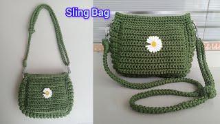 DIY CROCHET SLING BAG || CROCHET CROSSBODY BAG EASY TUTORIAL