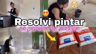 VLOG DO DIA+EU MESMA COMPREI A TINTA E PINTEI/ PINTANDO AS PAREDES DA COZINHA,QUASE 40 ANOS SEM ‍