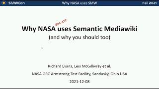 SMWCon 2021 - Day 1 - Keynote by Rich Evans - Why NASA uses Semantic Mediawiki