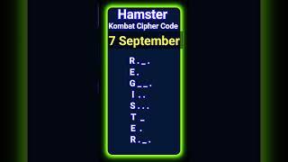 7 September Hamster Kombat Daily Cipher Codes | Daily Cipher | #hamsterciphercodes