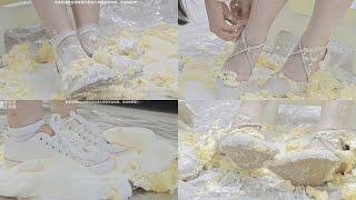 Canvas shoes, leather shoes, high heels crush two cakes!(66)(Full video 48min 08sec)