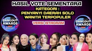 17 OKT 2024/HASIL VOTE SEMENTARA KATEGORI PENYANYI DAERAH SOLO WANITA TERPOPULER VERSI IG / IDA 2024