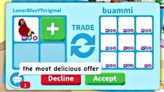 14 HUGE OFFERS FOR MY MEGA PARROT! (LATEST OFFERS JAN 2023) ADOPT ME TRADING#adoptmetrades#youtube