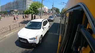 Trolleybus BKM 321 installed a camera on the mirrors. Cherkasy city center Ukraine