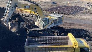 Caterpillar 385C Excavator Loading 4 Axle Trucks With Lignite - Sotiriadis/Labrianidis Mining Works