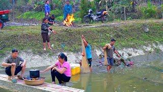 Journey to help NGOC & BINH Family harvest fish: Enjoy sweet boiled corn with TU