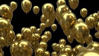 green screen balloons flying | gold balloons animation | balloon fly blackscreen