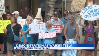 Waikiki Tesla protest voices critiques towards Elon Musk