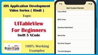 How to Create Table View For Beginners in Swift 5 XCode | Hindi | UITableView with Basic Style iOS