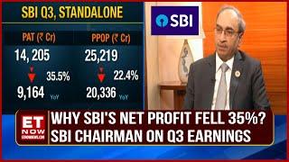 Why SBI's net profit fell 35%? | SBI Chairman Dinesh Khara Discusses Q3 Earnings | ET Now